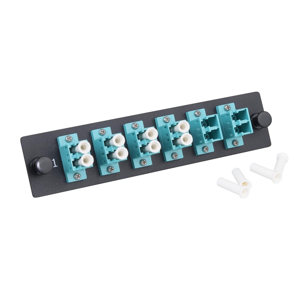 12 Fibers LC To LC OM3 Duplex MultiMode Patch Panel 6 PCS UPC Coupler Jack