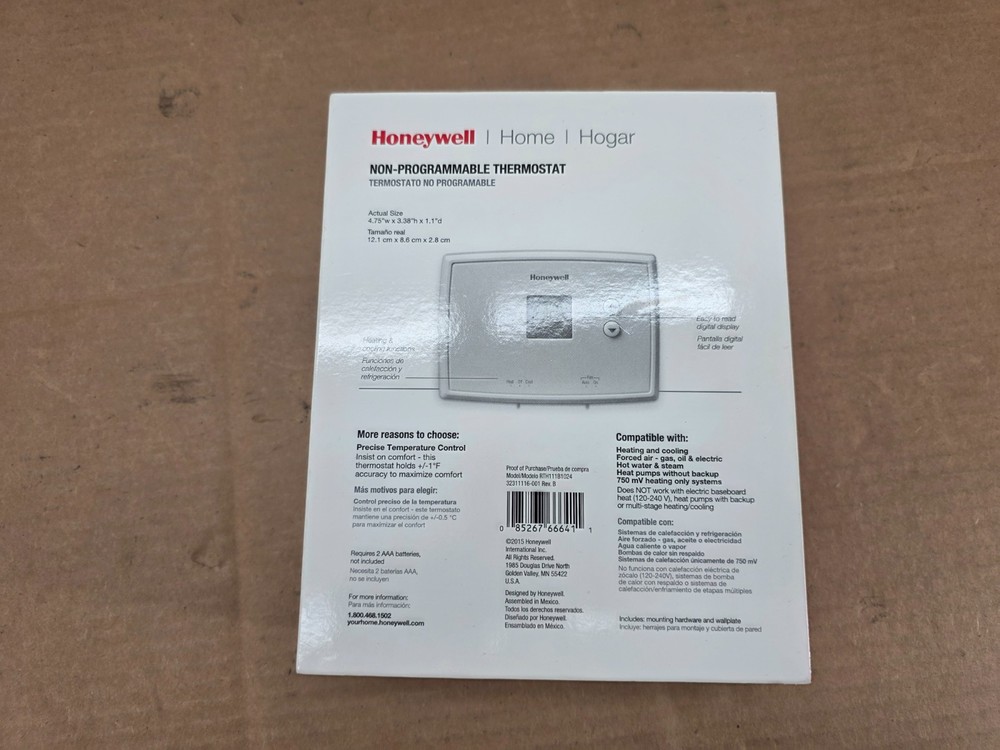Honeywell RTH111B1024 Horizontal Digital Non-Programmable Thermostat