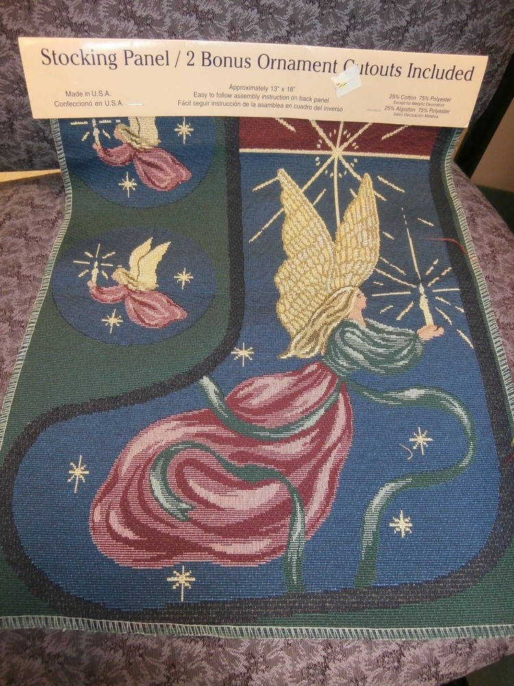 Christmas Stocking Panel CANDLELIGHT ANGEL Panel to DIY