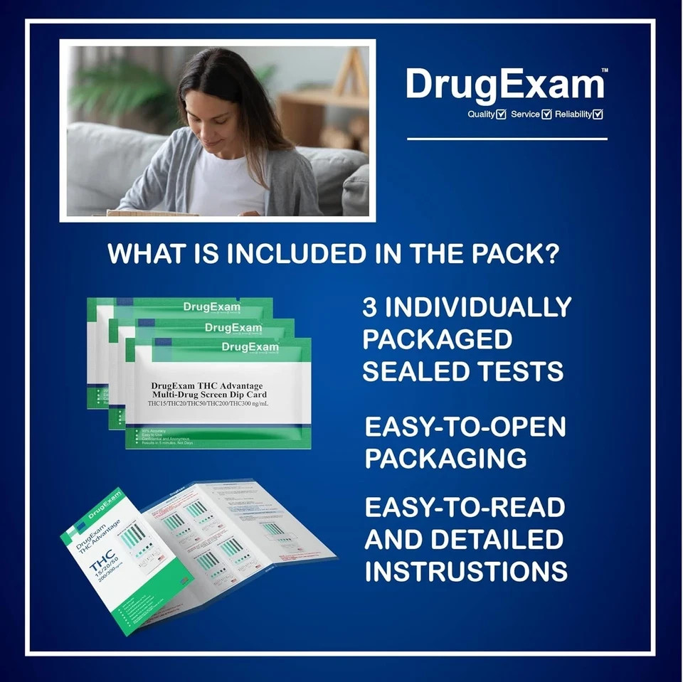3 Pack - DrugExam THC Advantage Made in USA Multi Level Marijuana Urine Test...