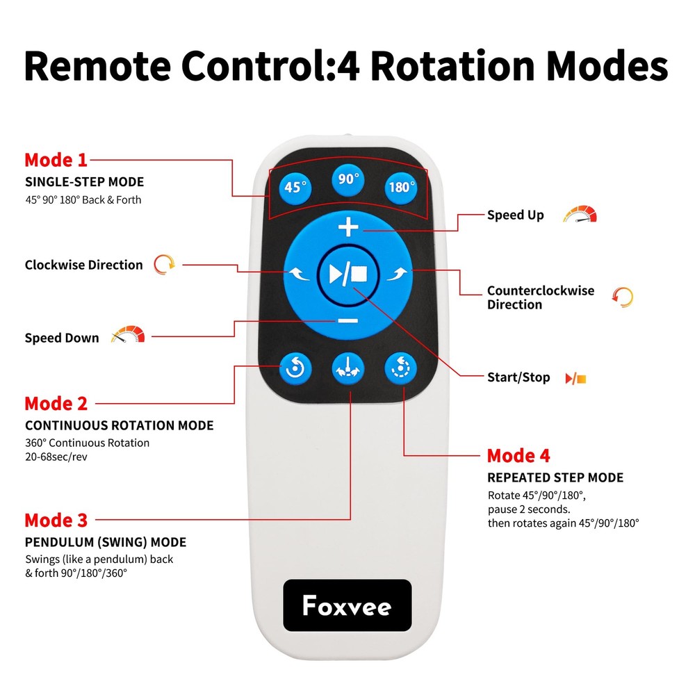 Foxvee Remote-Controlled Electric Turntable,360° Silent Spinning Display Stan...