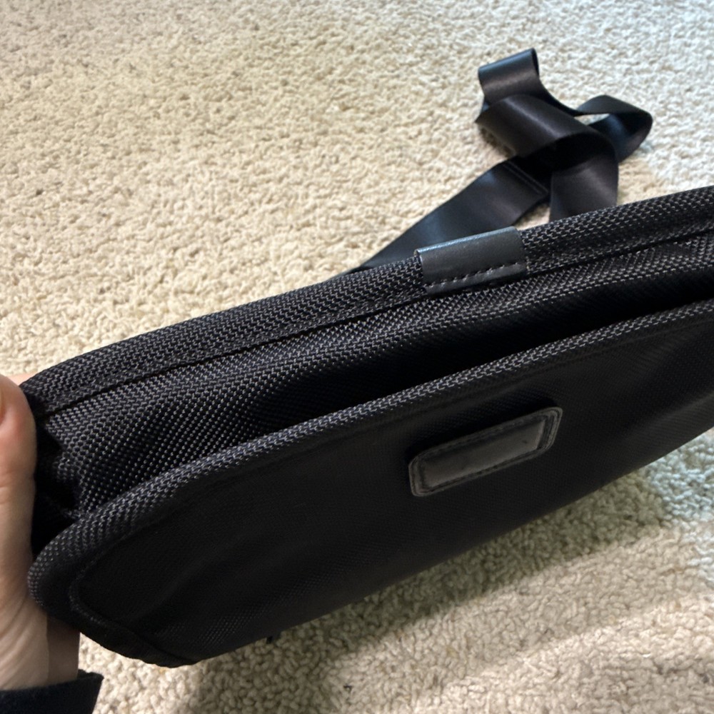 TUMI Black Nylon Alpha Flap Messenger Bag