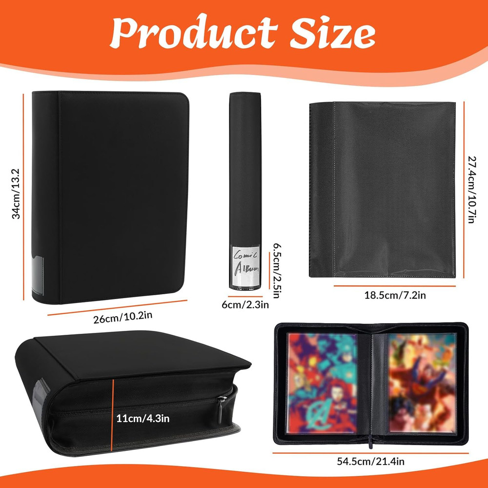 Comic Book Binder,40 Pockets Storage Album for black