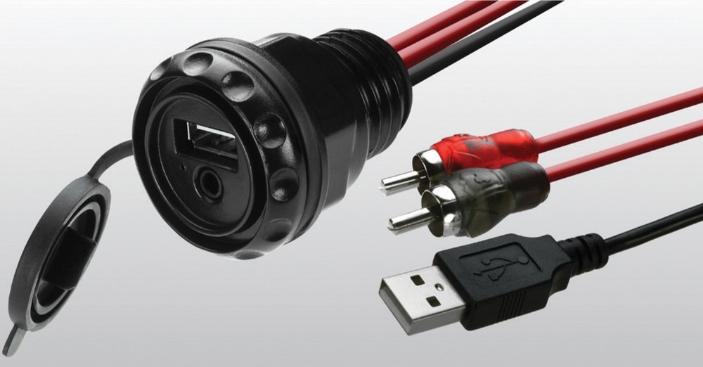 Mbquart PSAP2 Waterproof Dash Mount USB 3.5mm RCA Ext Cable 10ft