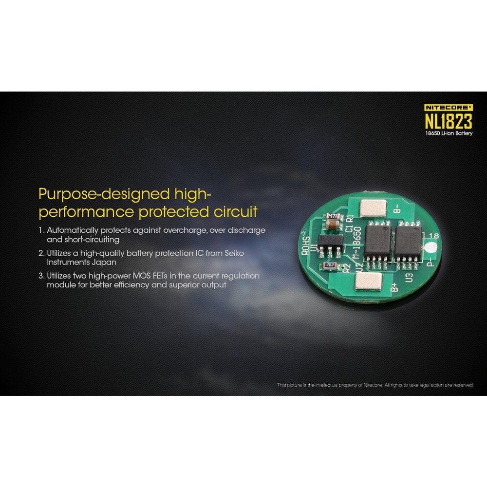 Nitecore NL1823, 2300mAh Rechargeable Lithium Battery