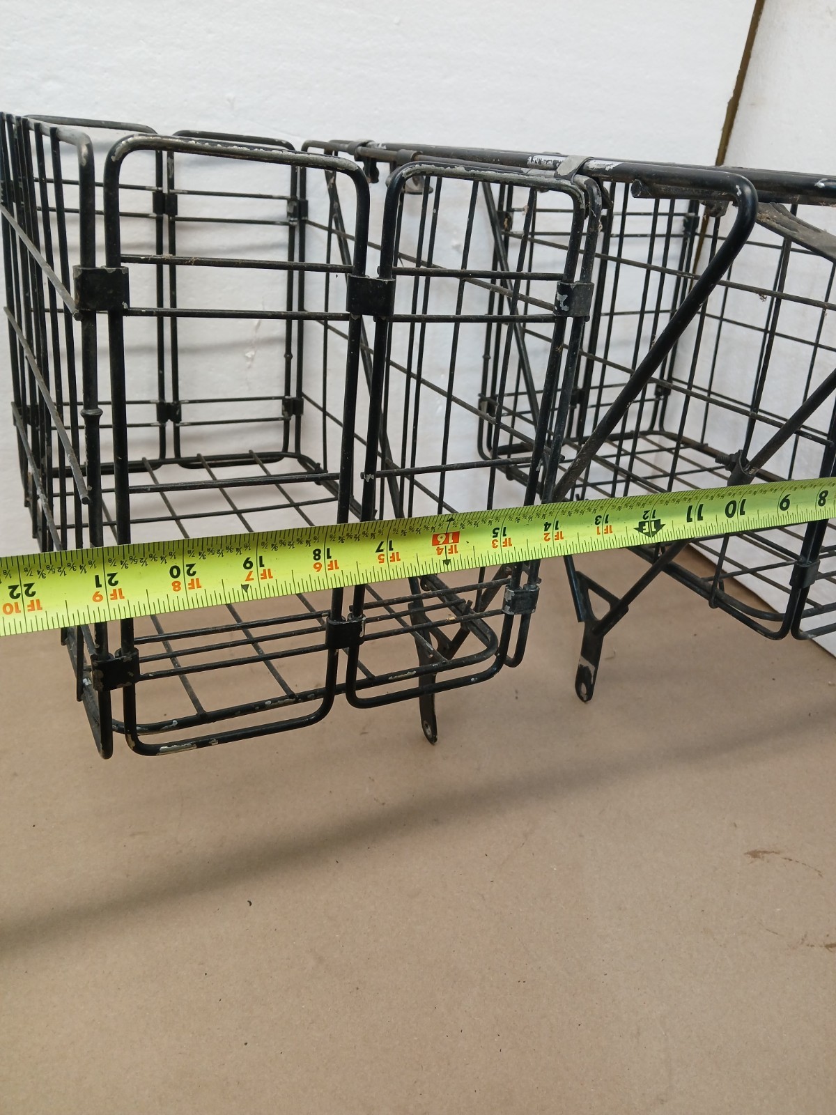 Vintage Folding Bicycle Rear Wire Pannier Cargo Basket Rack Black Metal