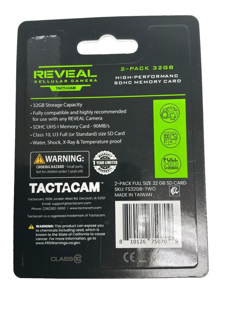 Reveal Cellular Camera High Performance SDHC Memory Card 32GB 2PACK