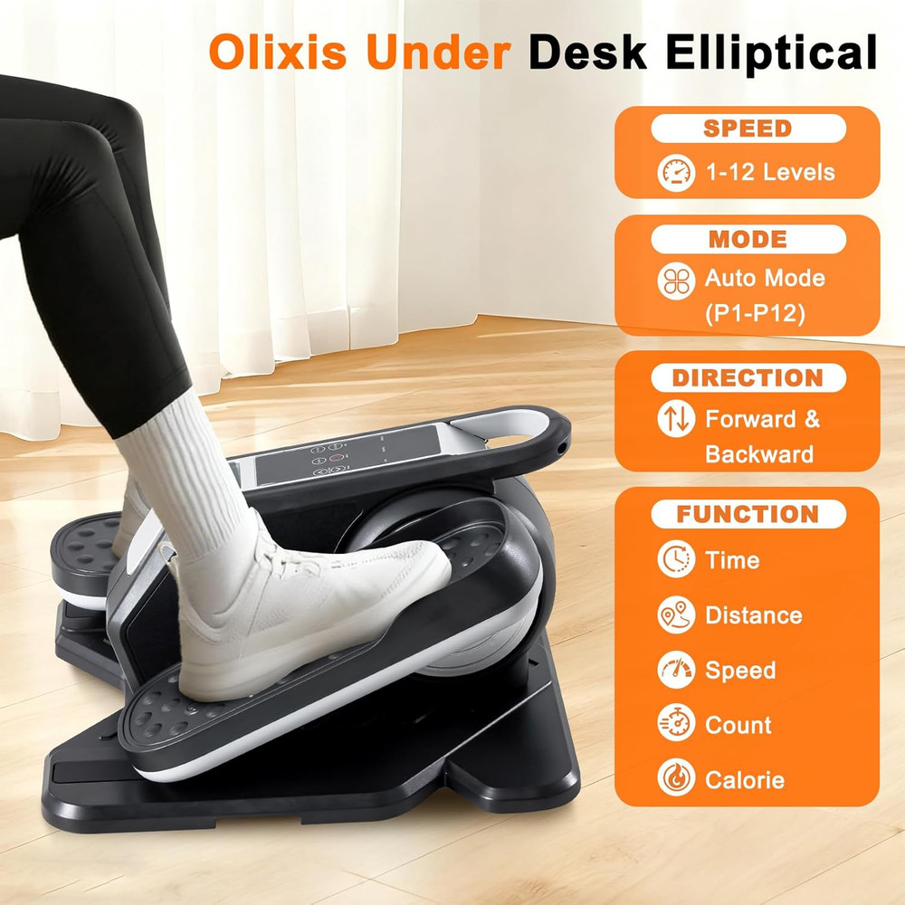 Under-Desk Elliptical Machine – Compact Mini Pedal Exerciser for Home or Office