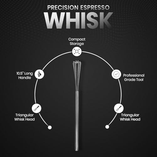 10.25" Long-Handle Silver Espresso Whisk - Triangular Flat Bottom Whisk