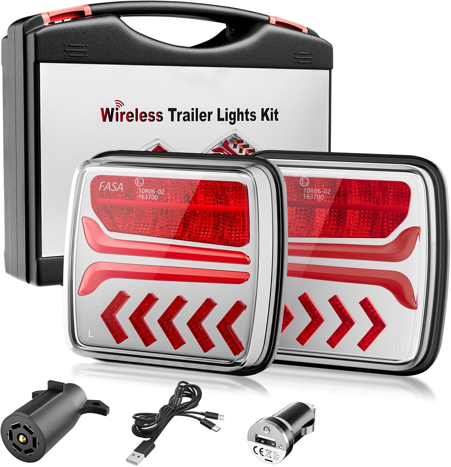 Wireless Trailer Lights Magnetic Rechargeable Tow Light LED Kit for Trailer RV
