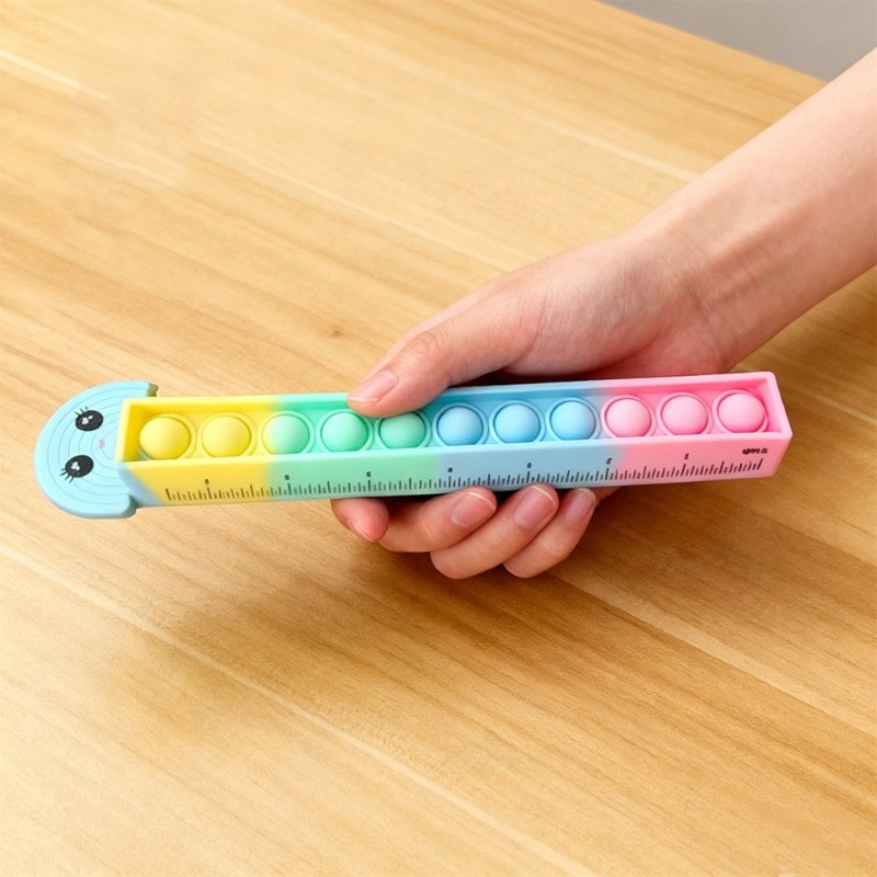 Squeeze Activated Double Scale Ruler Soft Silicone Learning Instrument for