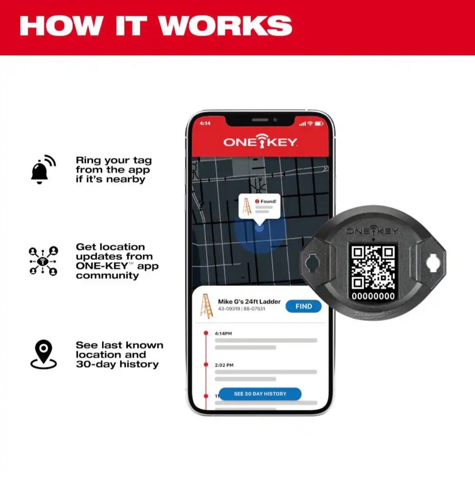 Milwaukee One-Key Bluetooth Tracking Tag, Model# 48-21-2301