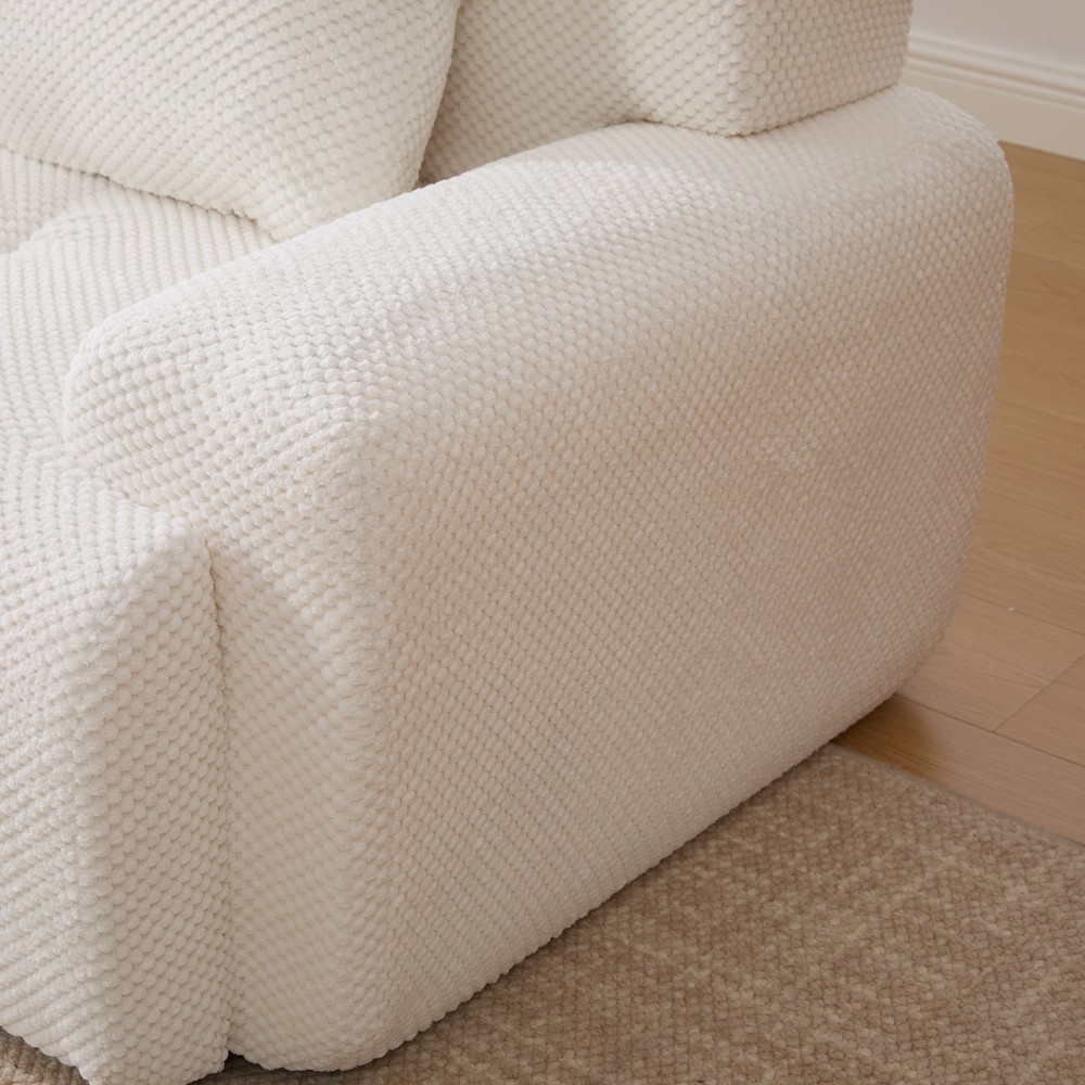 73" Modular Sectional Sofa Loveseat w/ 2 Pillows, Tufted Polyester Ivory