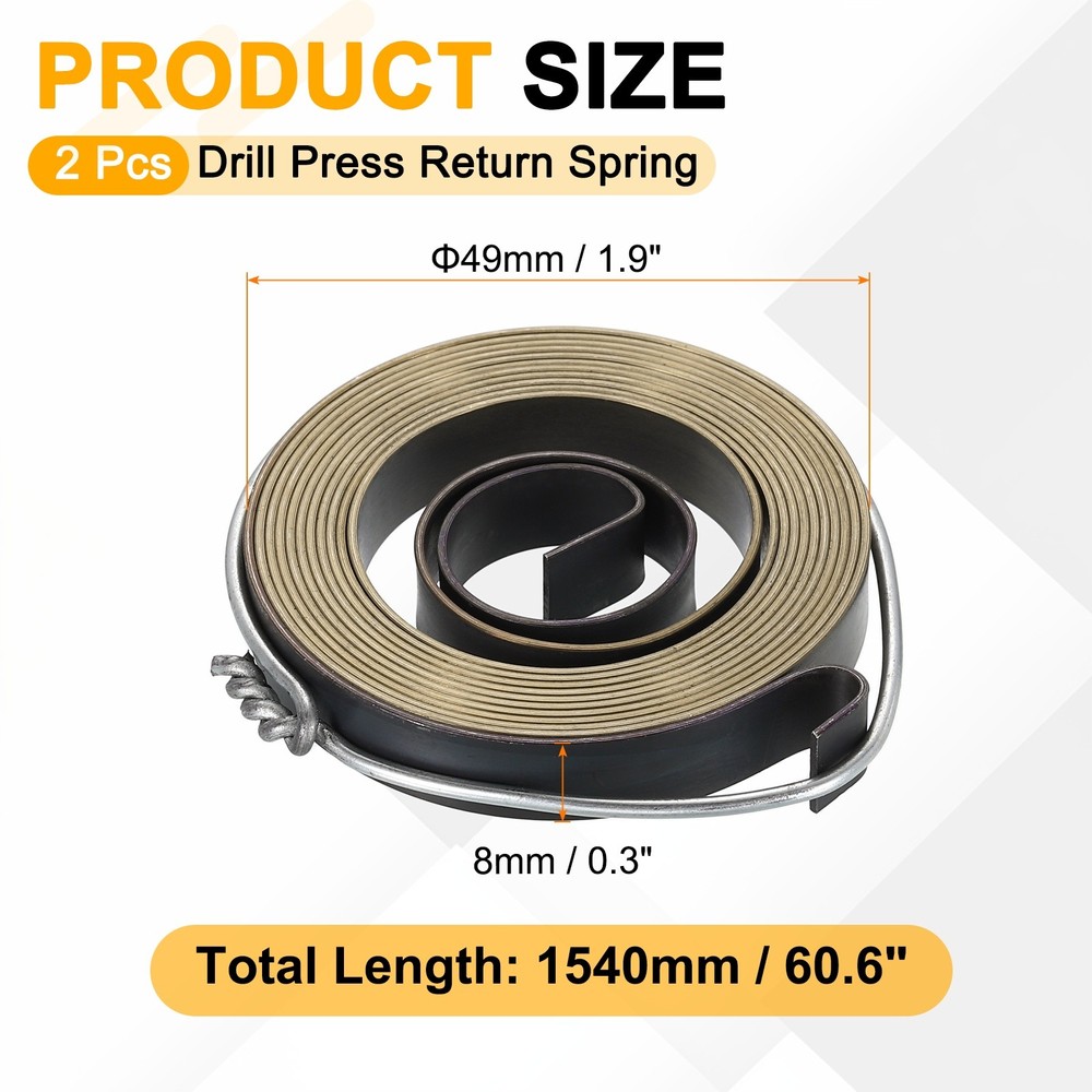 2Pcs Drill Press Return Spring 49 x 8 x 0.8 mm Quill Spring Feed Return Coil