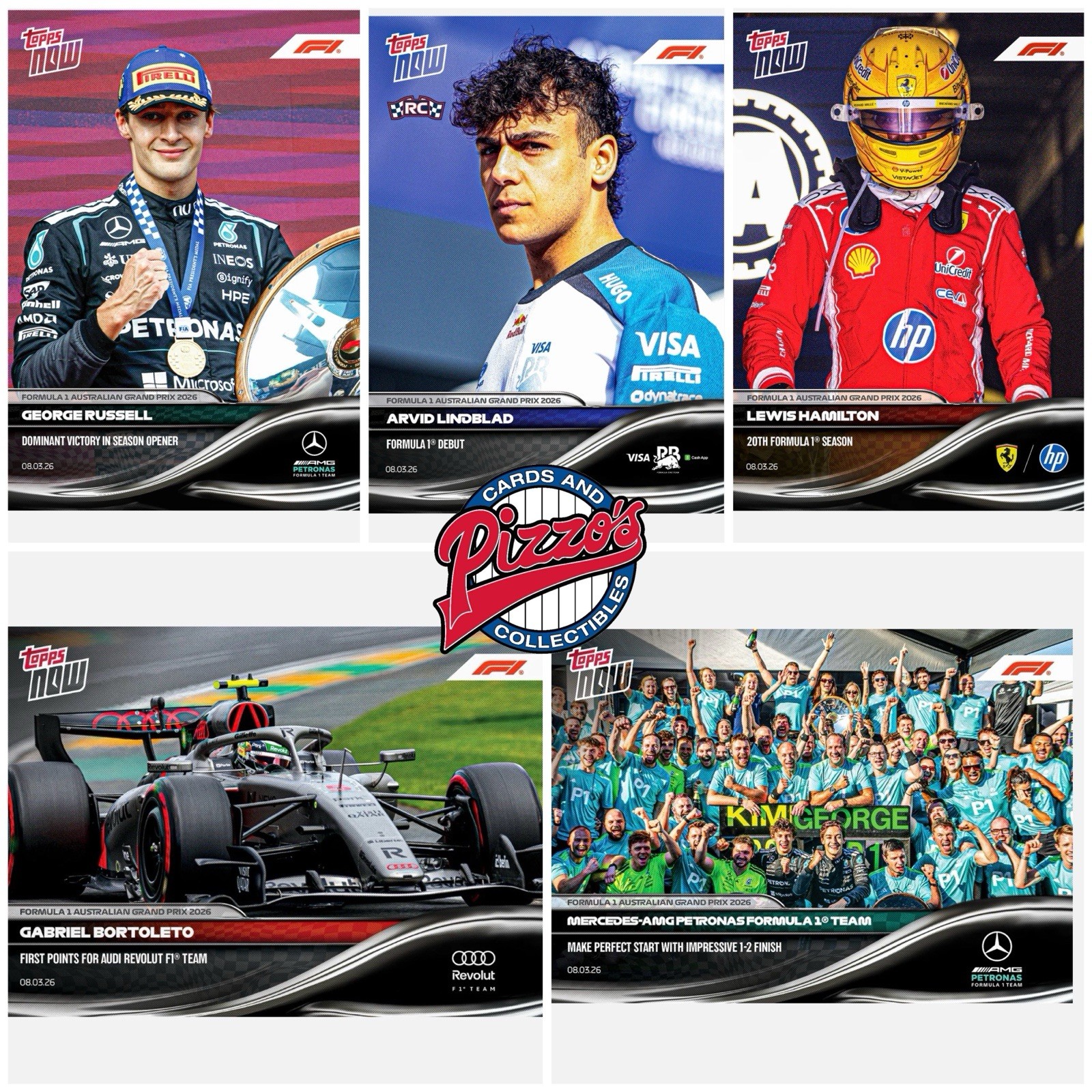 5-Card Bundle Australian GP  2026 Formula 1 Topps NOW Cards 12-16 Presale