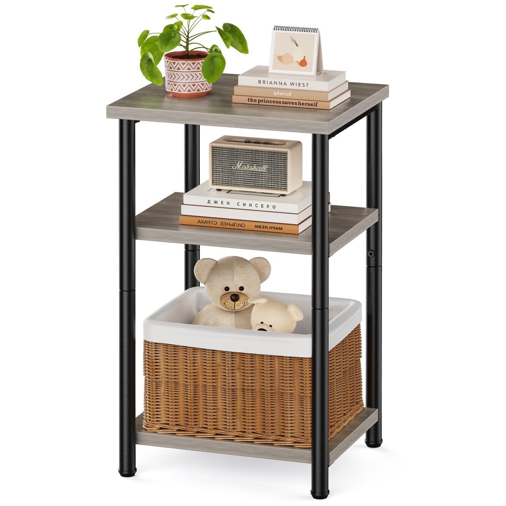 NEWBULIG Small Side Table, Record Player Stand, 3-Tier End Table Night Stand ...