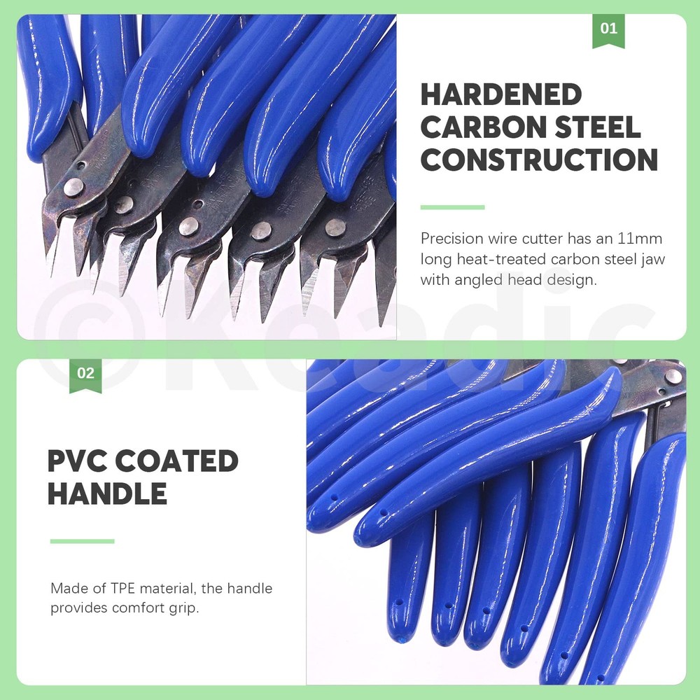 12Pcs 5" Wire Cutters with Internal Spring and Soft Rubber Handle, Mini Flush...