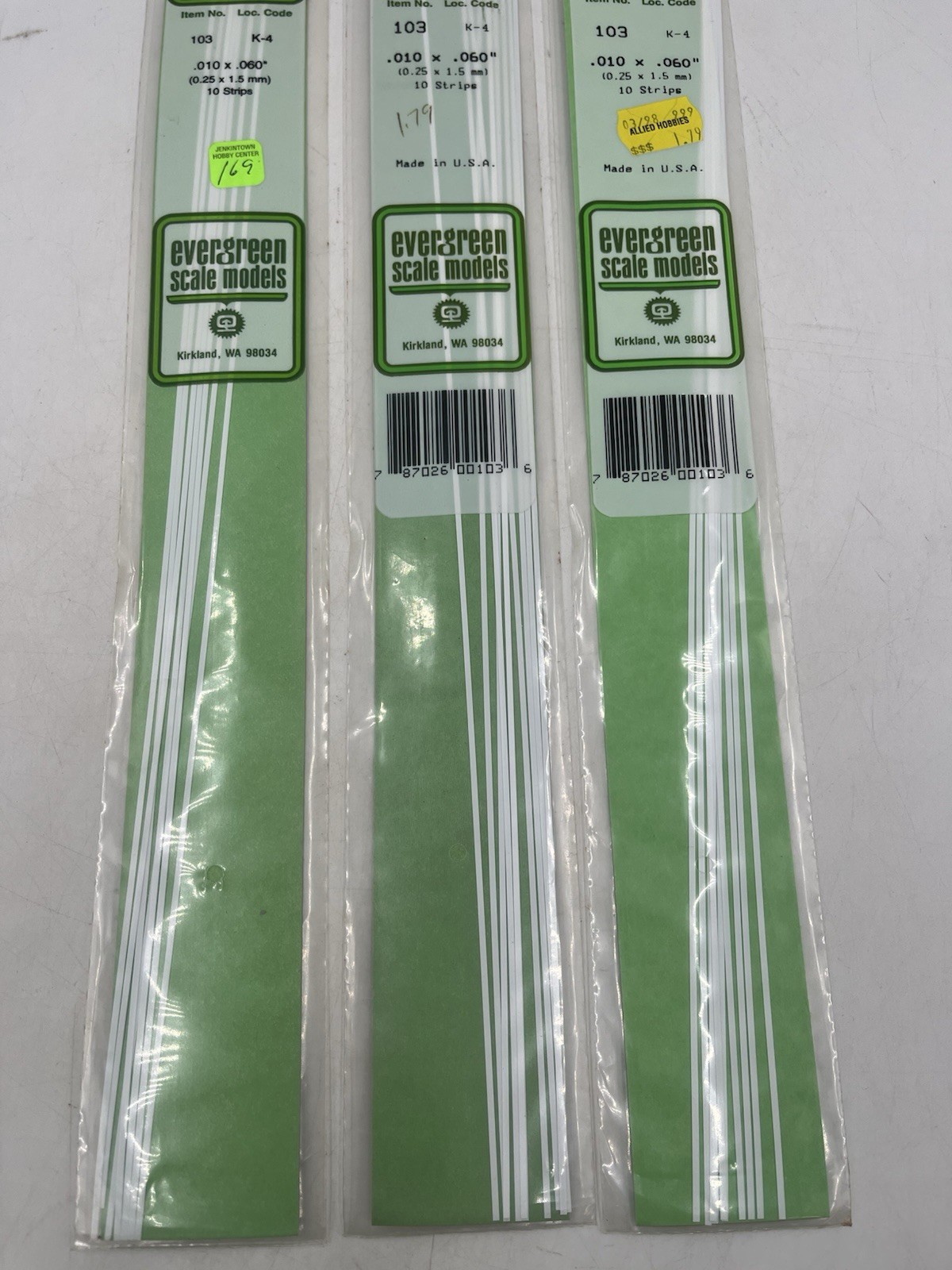 Ho Scale Strip Styrene Evergreen Scale Models 100, 102, 8110 & More Large Lot