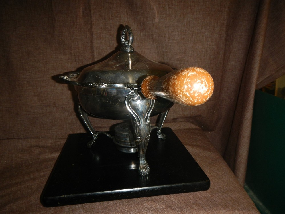 Georgetown Heavy Silverplate Chafing Dish W/Lid, Stand, Burner F.B. Rogers