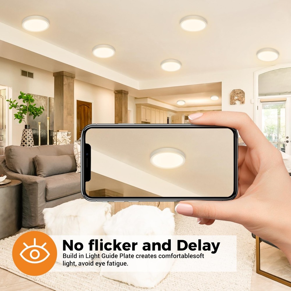 slochi 2PACK LED Flush Mount Ceiling Light, Dimmable & 6.5Inch-2pack, White
