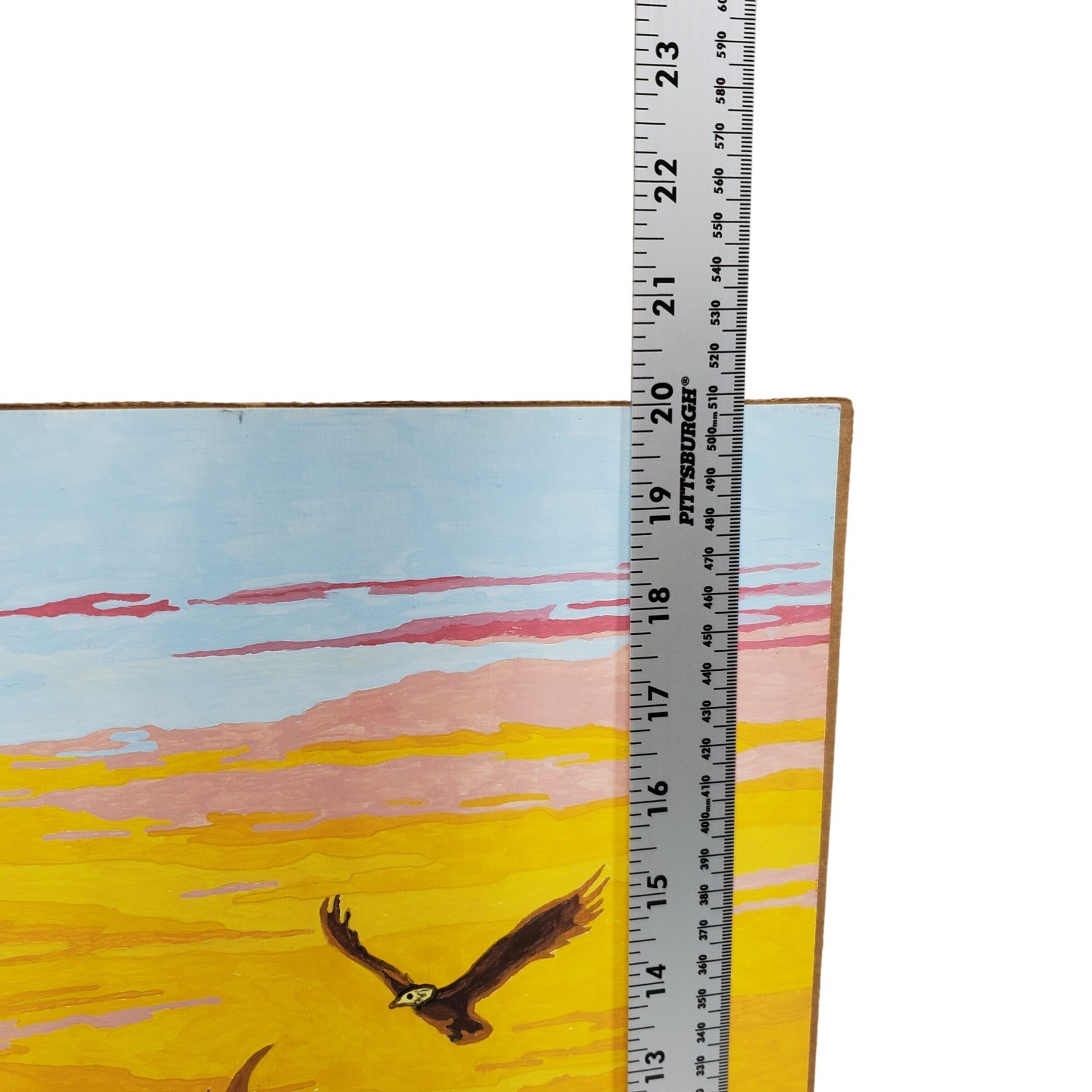 Vintage Bald Eagle Paint By Number Art Sunset Landscape Signed Teddy 16x20