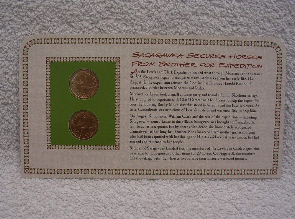 2004 Sacagawea Dollars Coin & Stamp Commemorative Panel - P & D Mints
