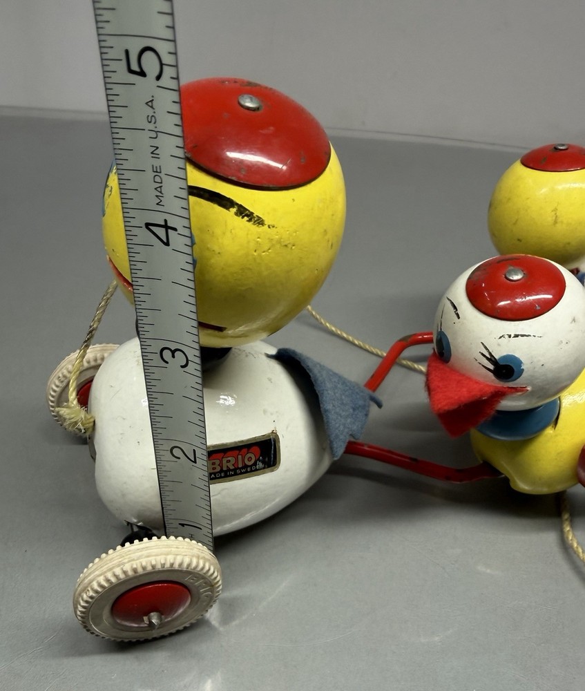Vintage Brio Three Duck Pull Toy ~ Wooden