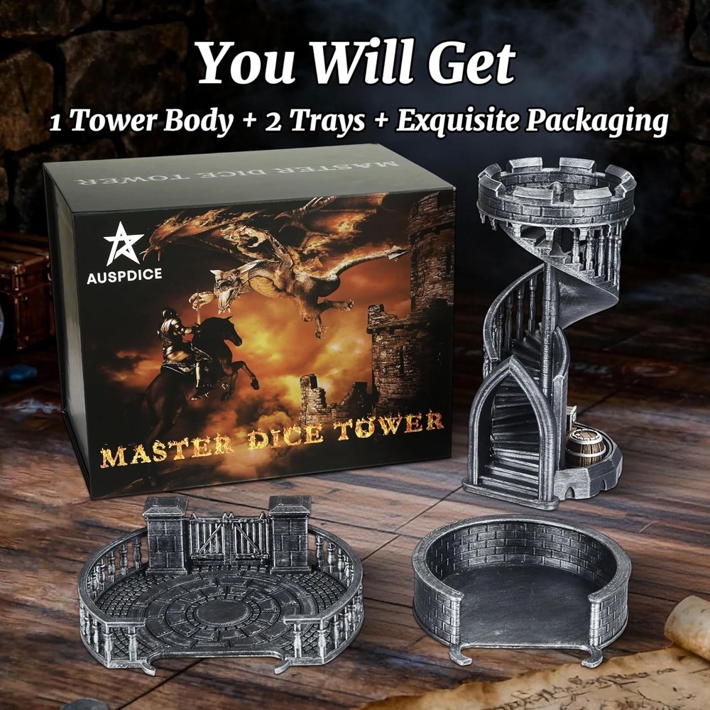 AUSPDICE DND Dice Tower - 36 Step Retro Color Tower *Read*