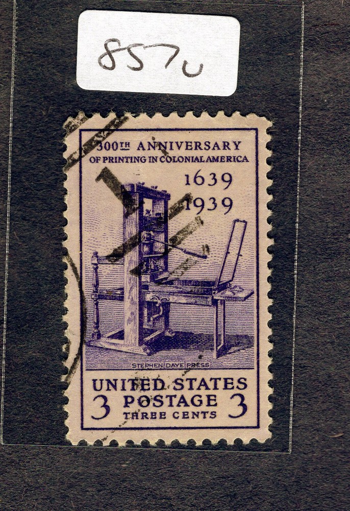 1939 Stamp #857 Printing Tercentenary Used