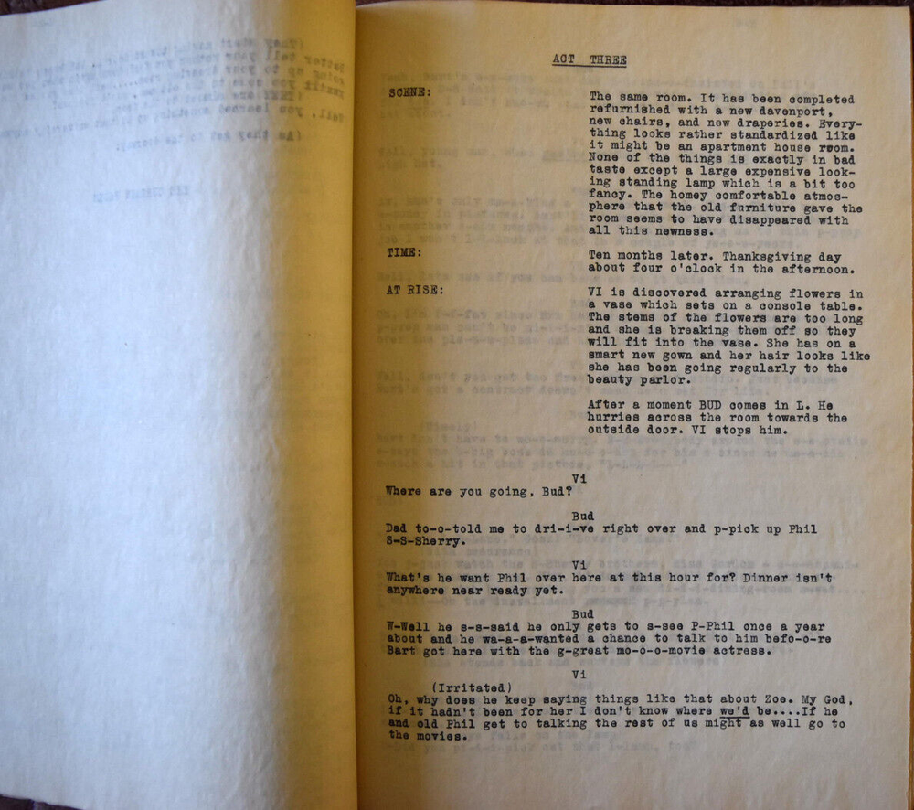 1930 Michael Raffetto "He's a Trouper in Three Acts" Unpublished Original Script
