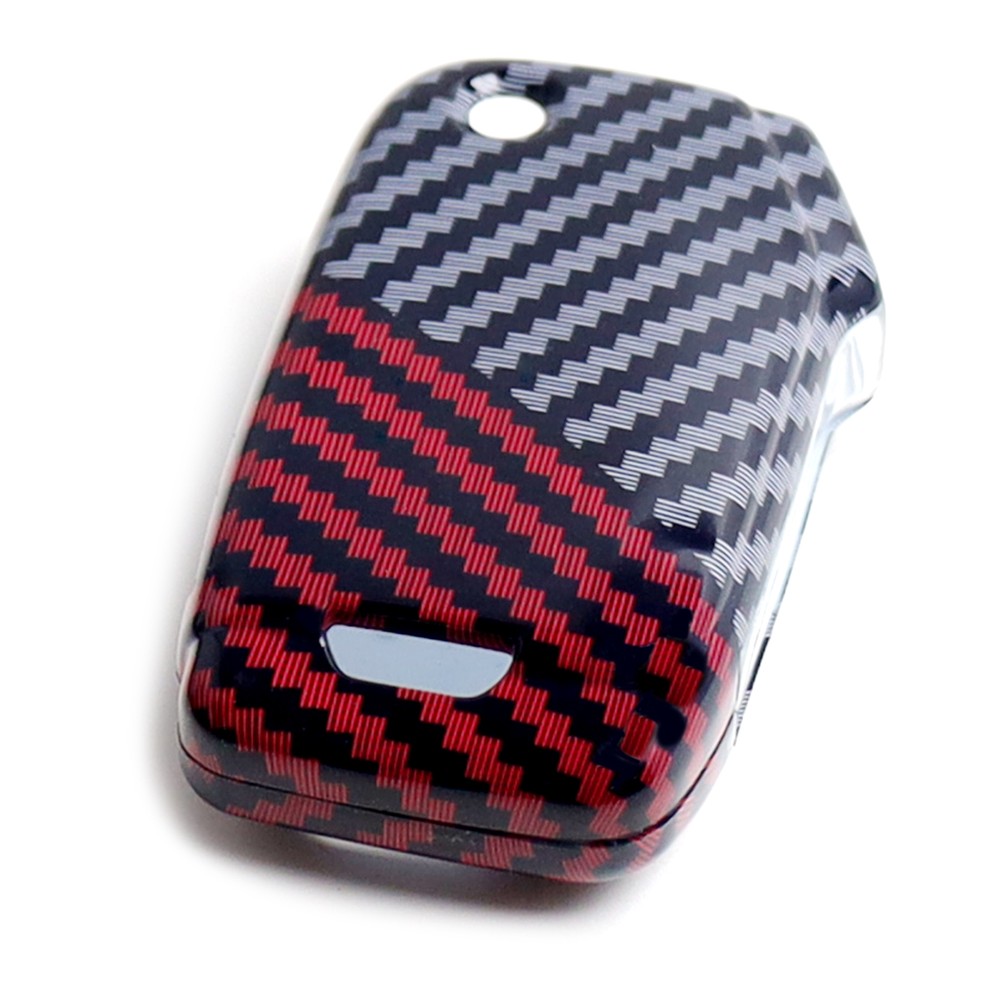 Black/Red "Carbon" Pattern Hard Key Case Shell For Kia Side Button Smart Key Fob