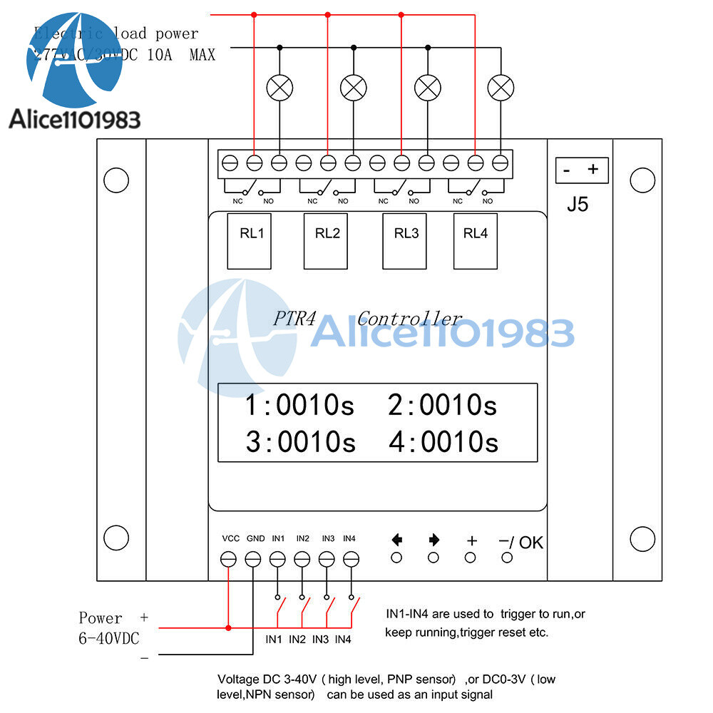4 Channel Programmable Digital Time Relay Timer Controller Delay Switch Module