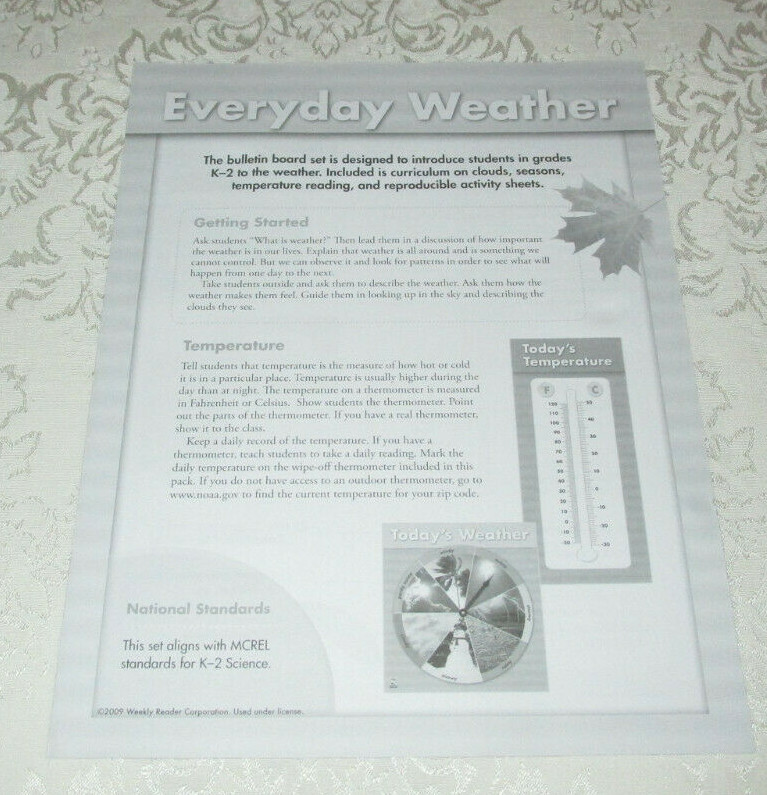 Everyday Weather 5 PC Interactive Set Clouds, Seasons, Temperature Dry Erase
