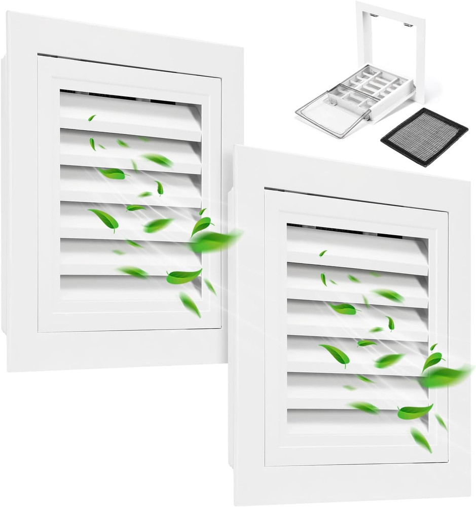 2 Pack 12''X12'' Aluminum Gable Vent with Replaceable Screen, Louvered Attic & S