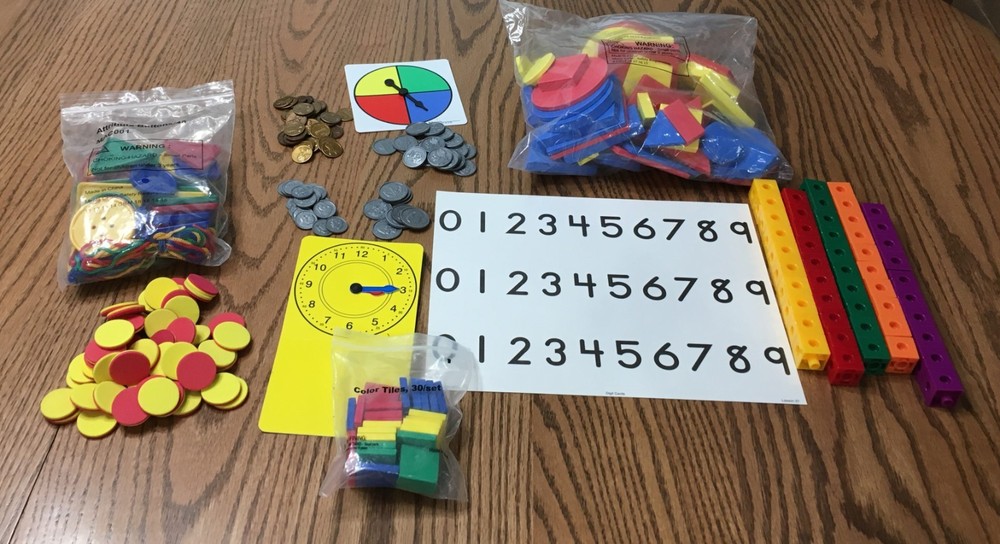 9 DIFFERENT MATH MANIPULATIVES / STUDENT EARLY LEARNING SET / CLASS / HOMESCHOOL