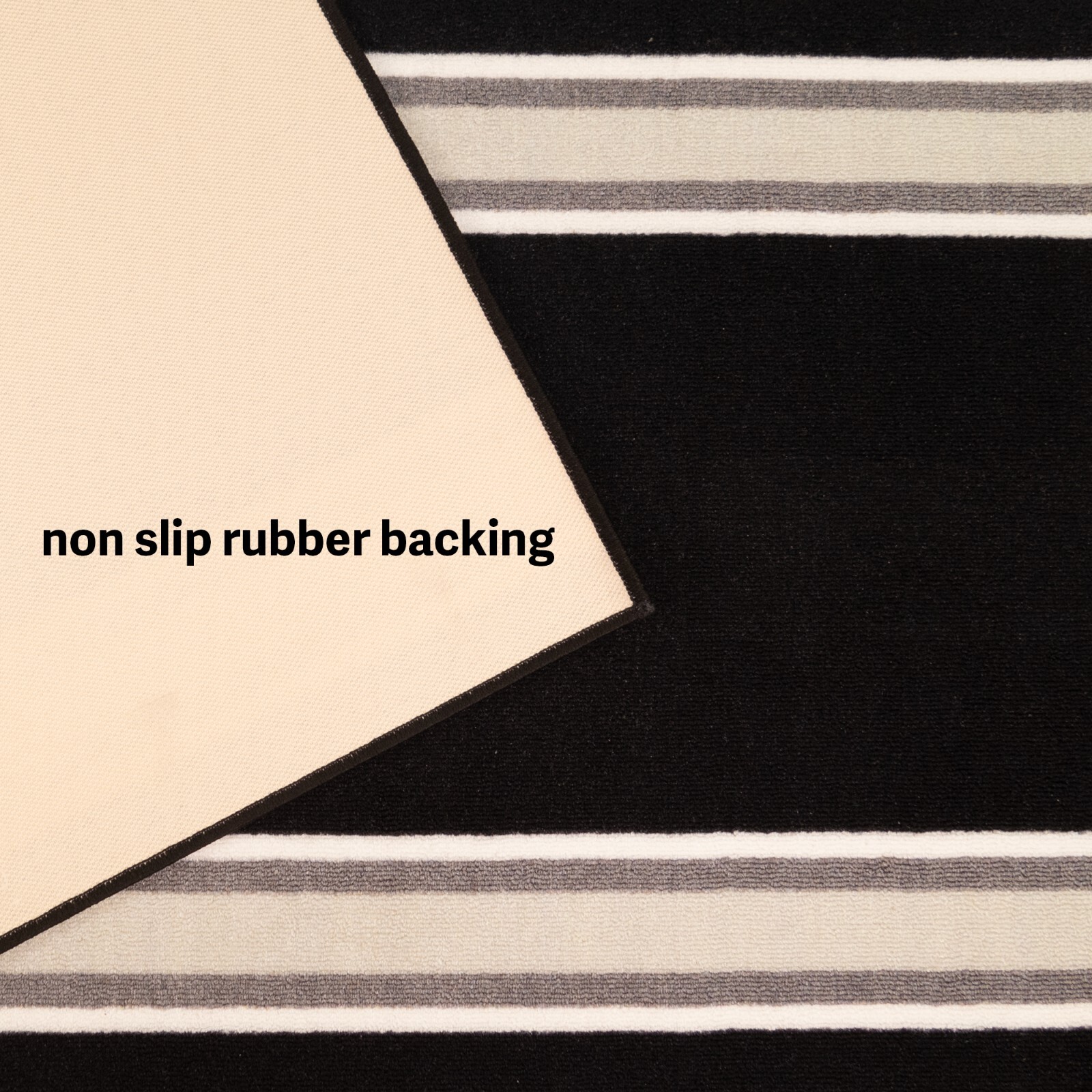 Custom Size Washable Non Slip Bordered Design Black Runner Rug 26"/30"/36" Width