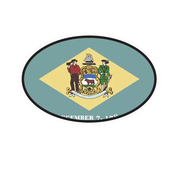 Delaware State Flag Oval Sticker Decal