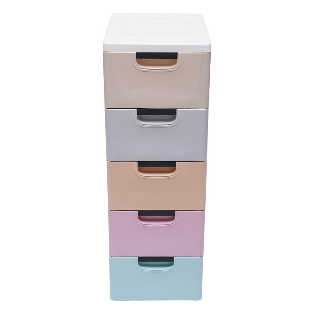 5 Tier Stackable Cabinet Vertical Clothes Storage Tower Tall Small Chest Closet