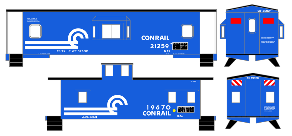 K4 HO Scale Decals Conrail Caboose White