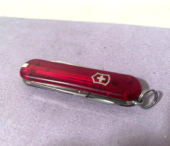 Victorinox Swiss Army Multi-Tool Classic SD Translucent Ruby Pocket Knife-Great