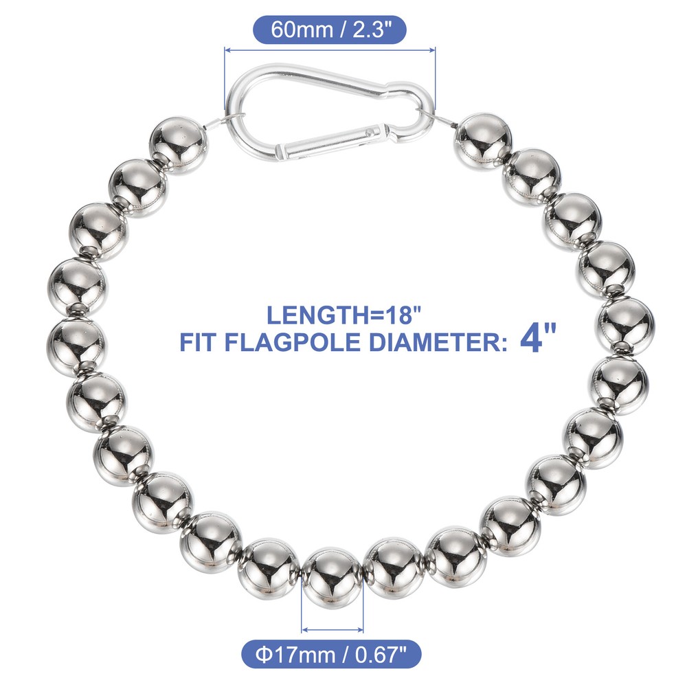 1 Pcs Flag Pole Beaded Retainer Ring, Silver Tone