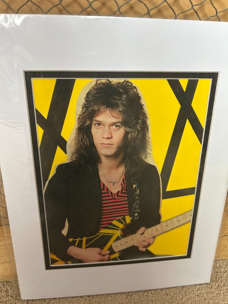 EDDIE VAN HALEN II 1979 1980 Bumblebee Guitar One Of A Kind Photo Matted NICE