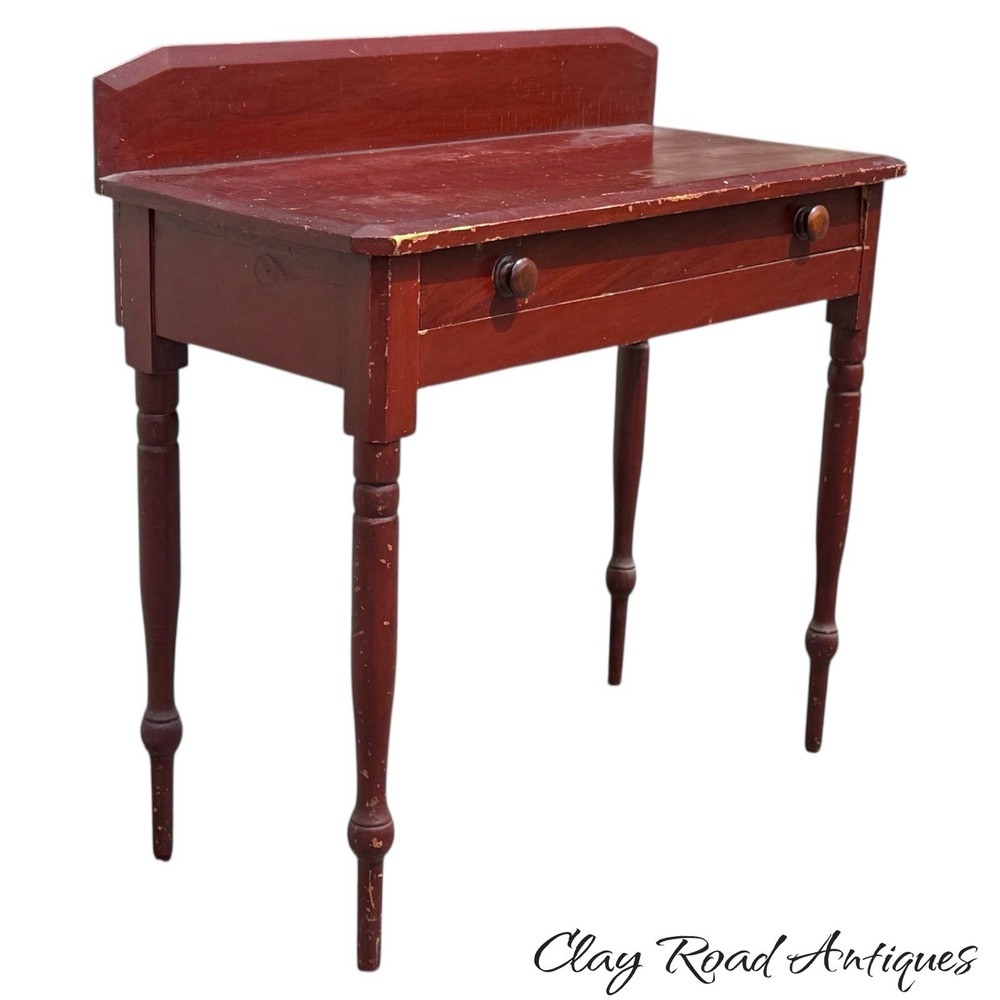 antique red painted console table server 1 drawer hall stand folk art