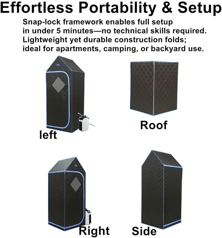 Portable Home Sauna Box with 3L Steamer, Timer & Remote Control