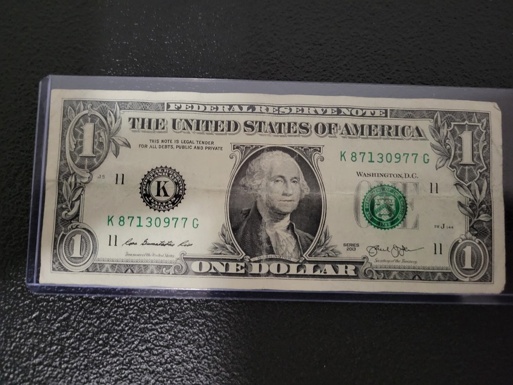 2013 One Dollar Note Over Inked Serial Numbers [1] TOP AND BOTTOM