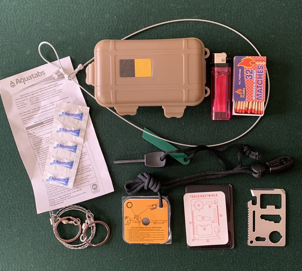Survival Camping Backpacking Kit Essential  Bug out Bag  Snare Fire