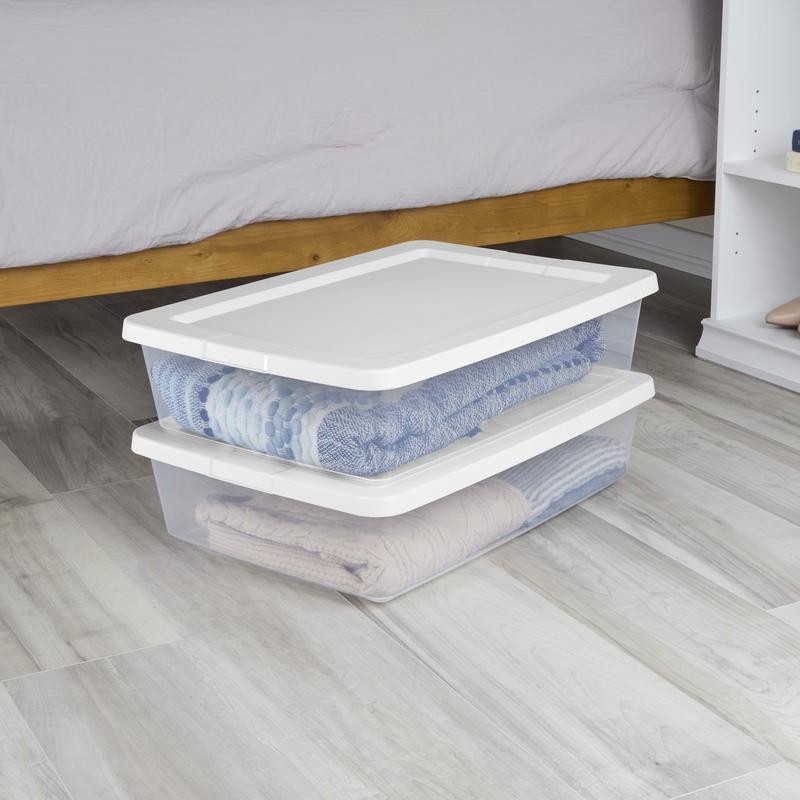 28 Qt Clear Stackable Storage Box Under Bed Household Organization