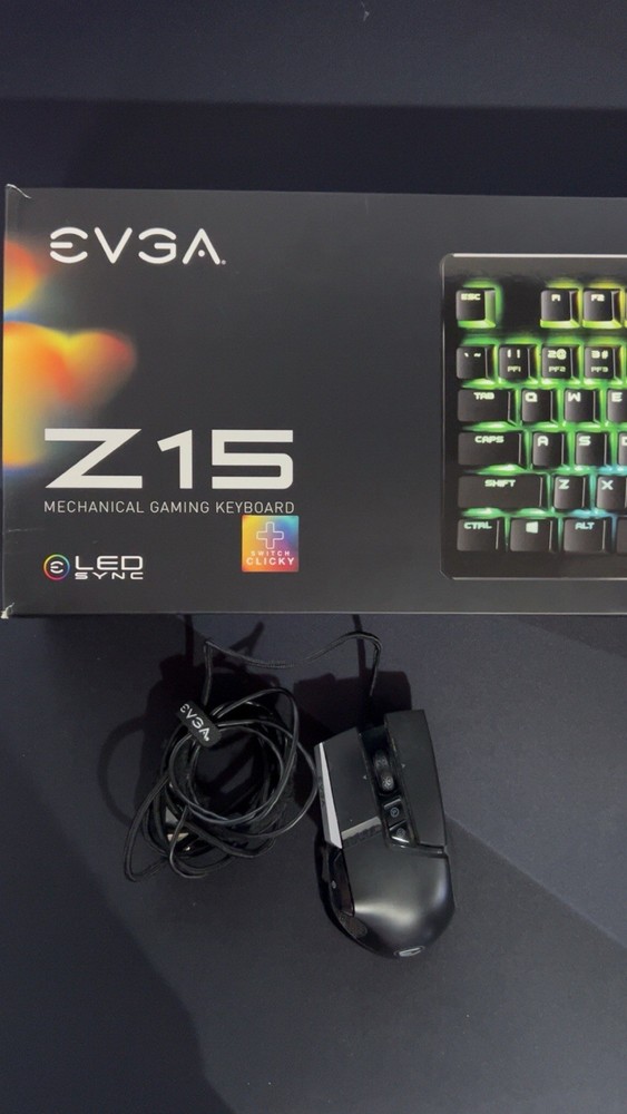 EVGA Z15 Mechanical Gaming Wired Keyboard & Mouse Bundle LED Sync Clicky