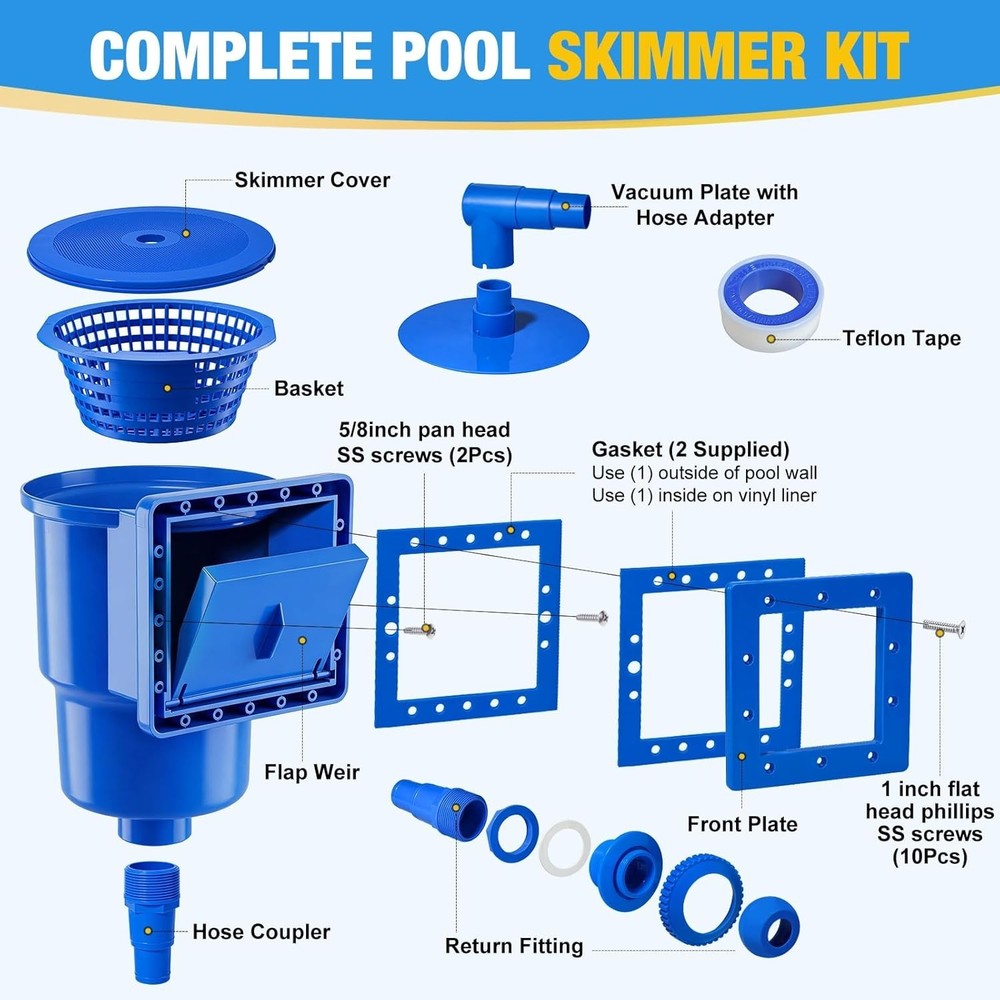 Efficient Above Ground Pool Skimmer with Quick Install & Cleanup Features