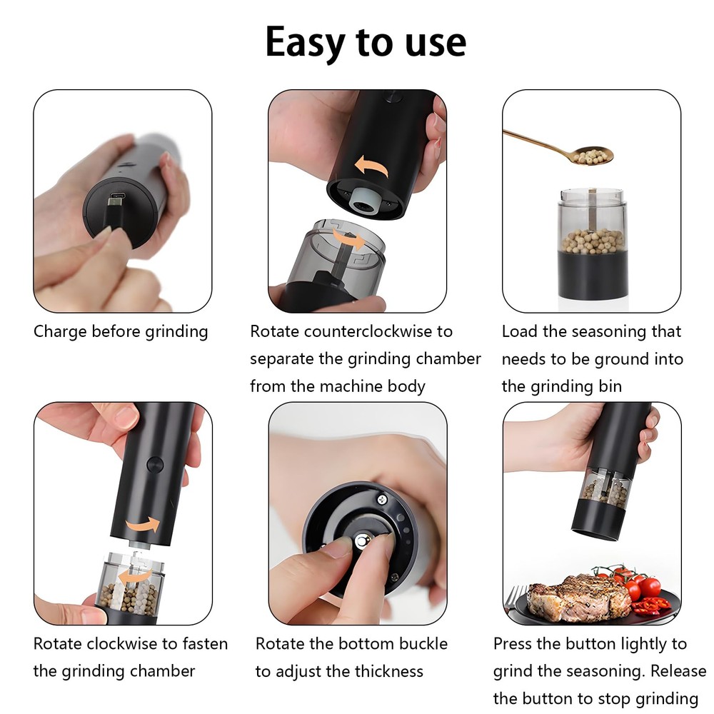 Pepper Grinder,Pepper Mill Grinder,Adjustable Coarseness,Efficient And Conven...